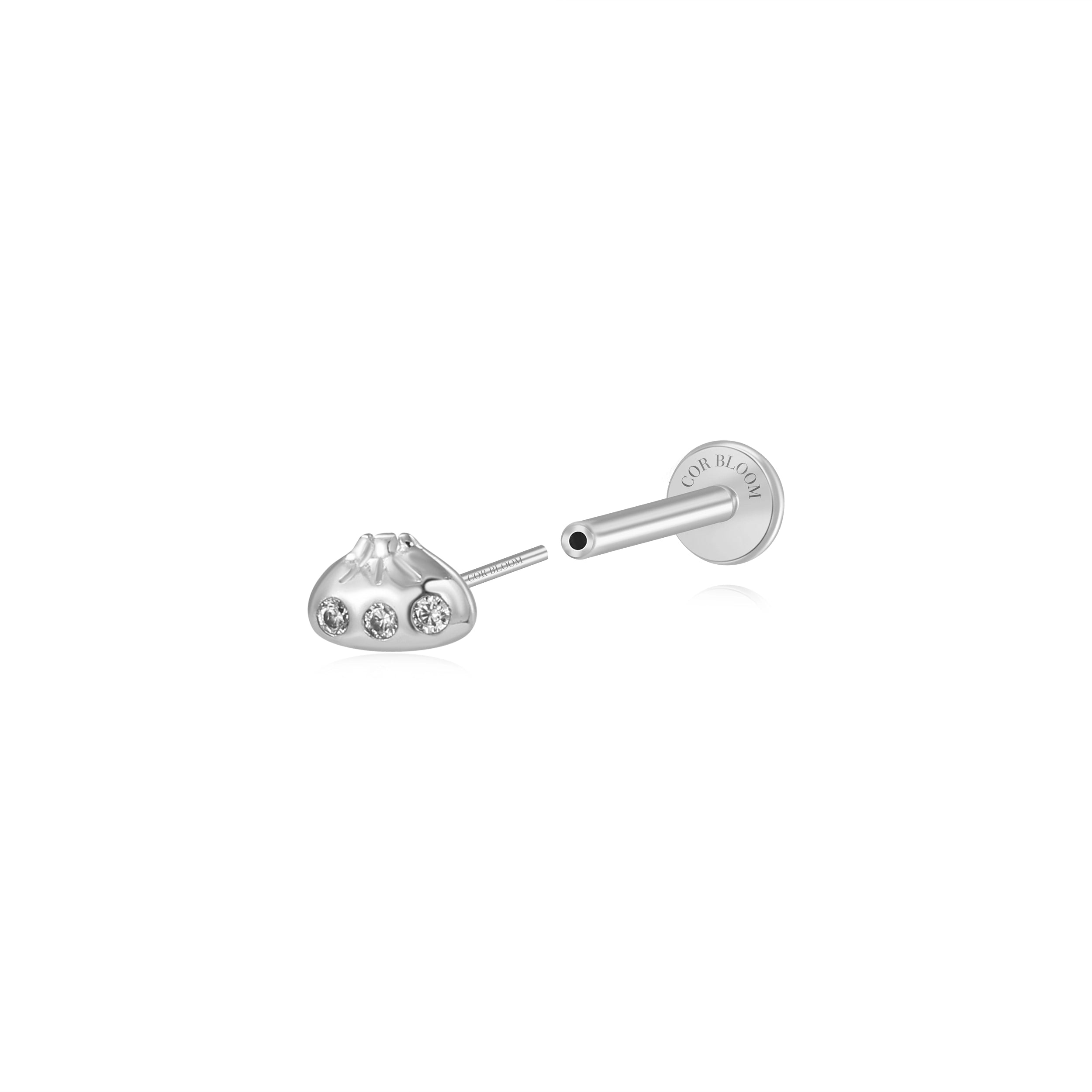 Xiao Long Bao Flat Back Stud - White Crystal