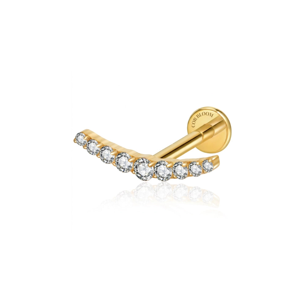 Titanium Simple Diamond Luna Curve Flat Back Stud