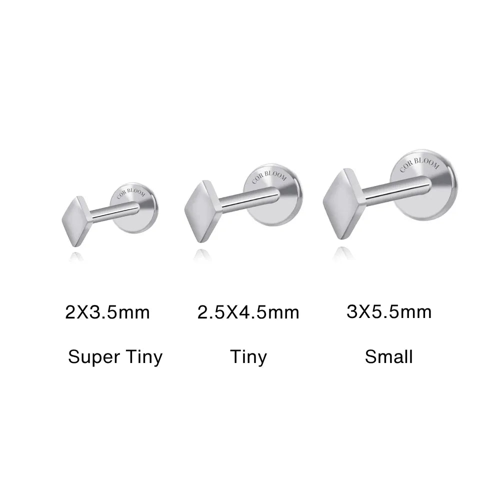 Titanium Solid Rhombus Flat Back Stud
