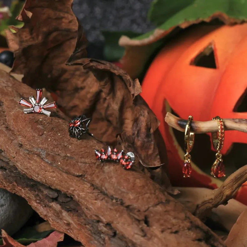 Titanium Evangeline Red Garnet Flat Back Stud