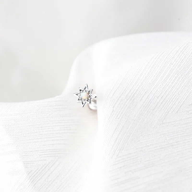 Athena White Opal Northern Star Flat Back Stud