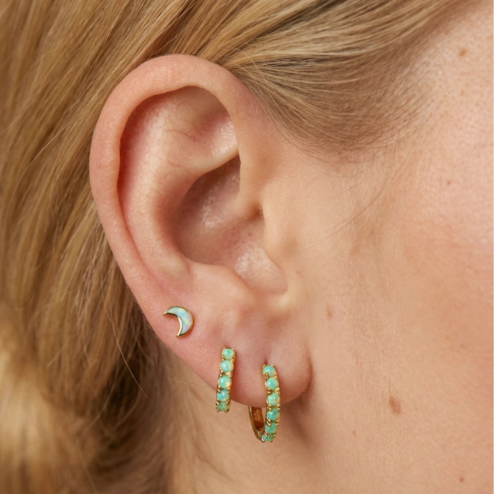 Titanium White Opal Moon Magic Flat Back Stud