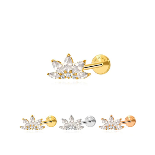 Titanium Xanthe Diamond Lotus Flat Back Stud