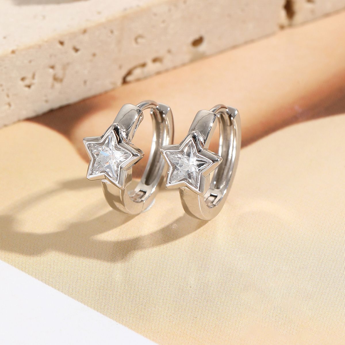 Crystal Star Huggie Earrings