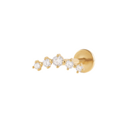 Curved White CZ Cartilage Flat Back Piercing Stud