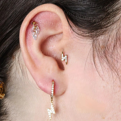 Aspasia Diamond Lightning Charm Hoop Earrings