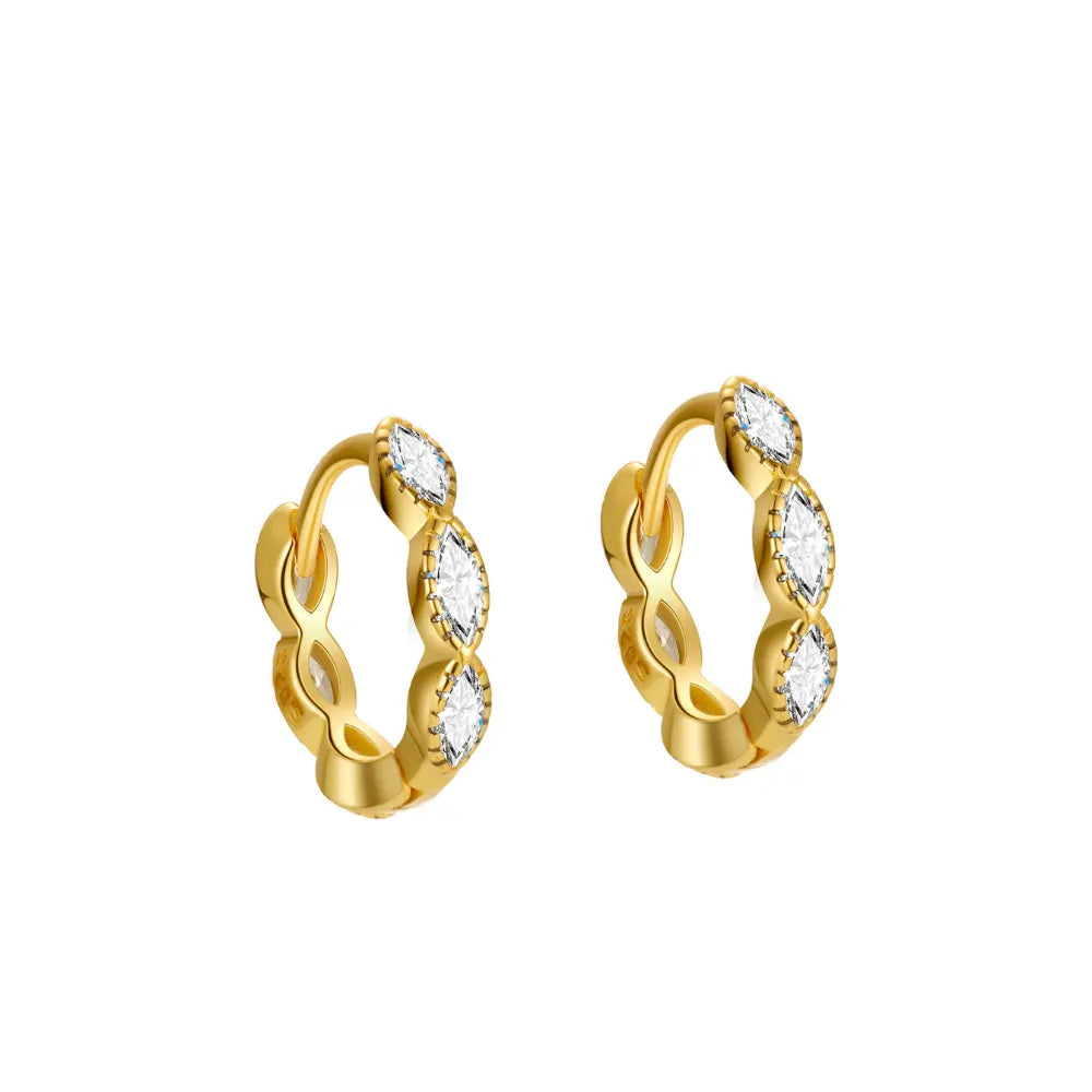 Marquise Inlay Huggies