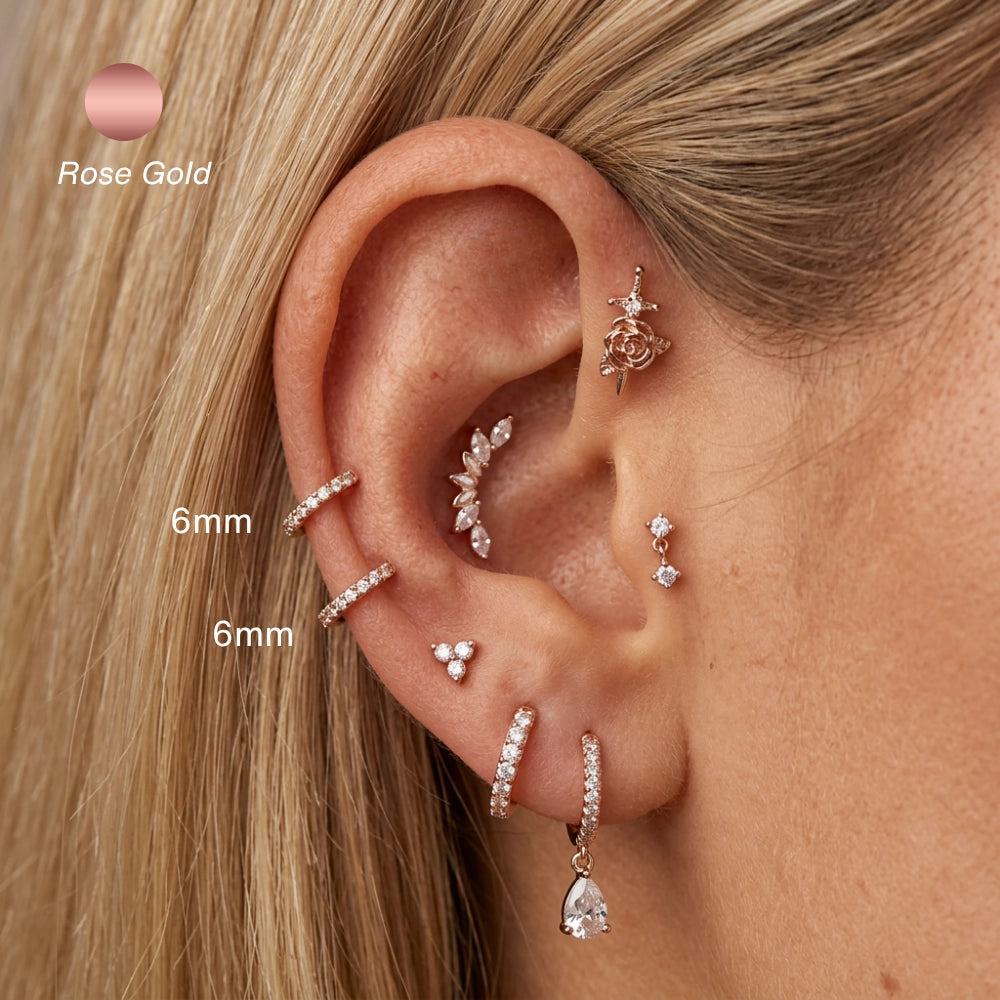 Classic Pave Hoop Earring (20G)
