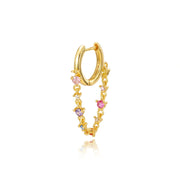 Livia Rainbow Gemstones Dangling Chain Hoop Earring