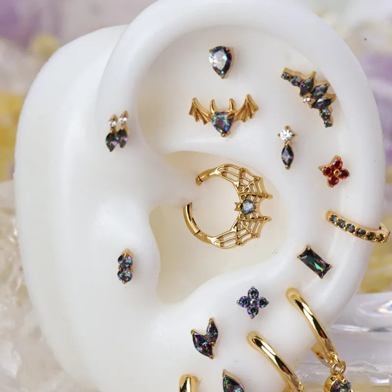 Arya Dark Iridescent Pave Hoop Earrings