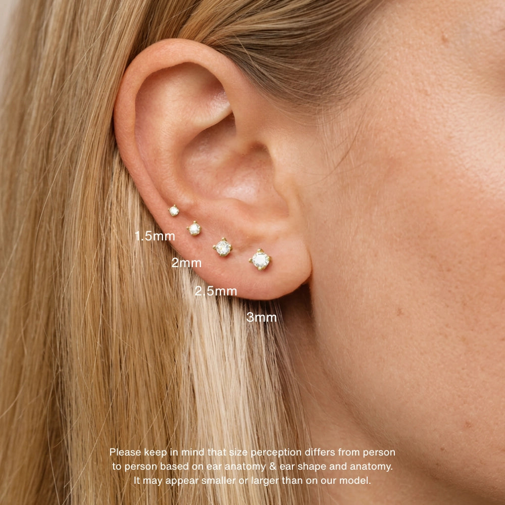 Minimal Round Cut CZ Stud - Threaded
