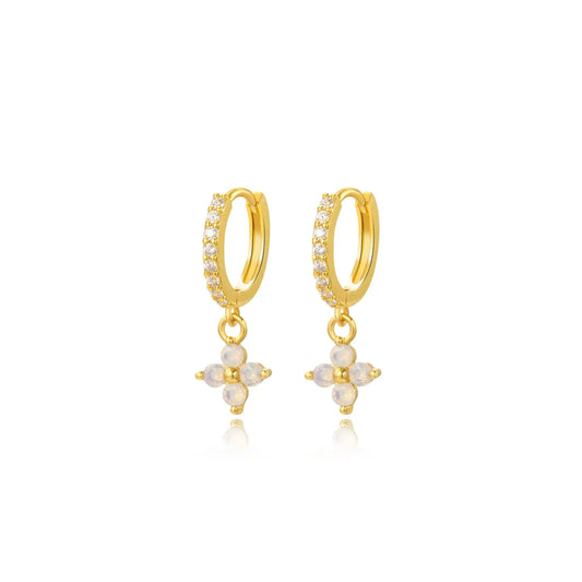 Philomela Moonstone Four-Clover Flower Hoops