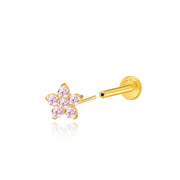 Titanium Nova Flower Stud - Pink Tourmaline