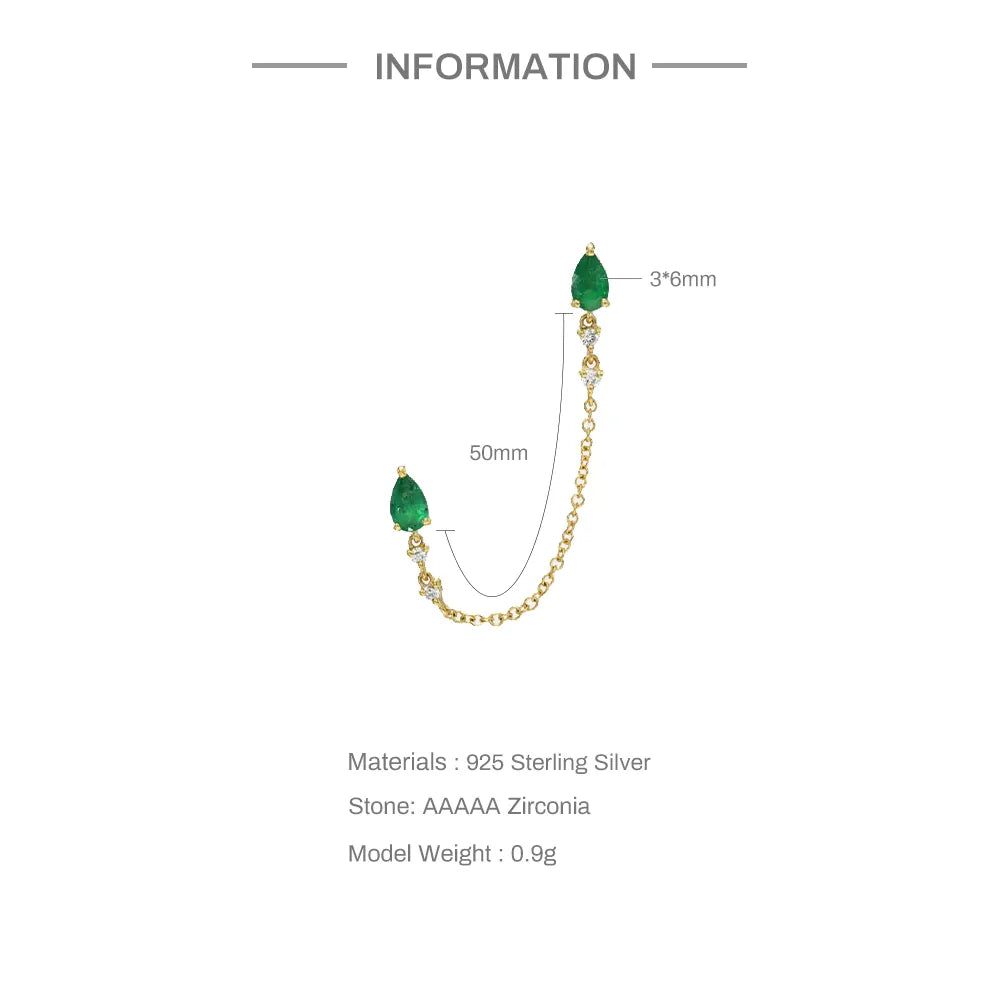 Luxe Green Connected Chain Earring