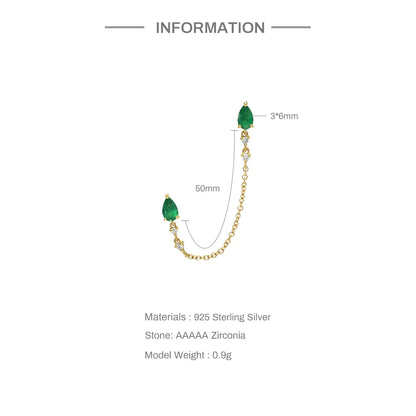 Luxe Green Connected Chain Earring