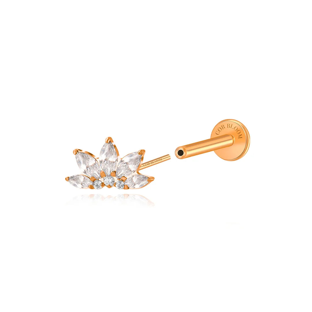 Titanium Xanthe Diamond Lotus Flat Back Stud