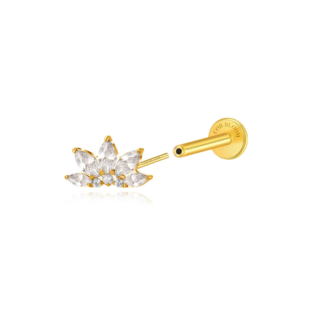 Titanium Xanthe Diamond Lotus Flat Back Stud