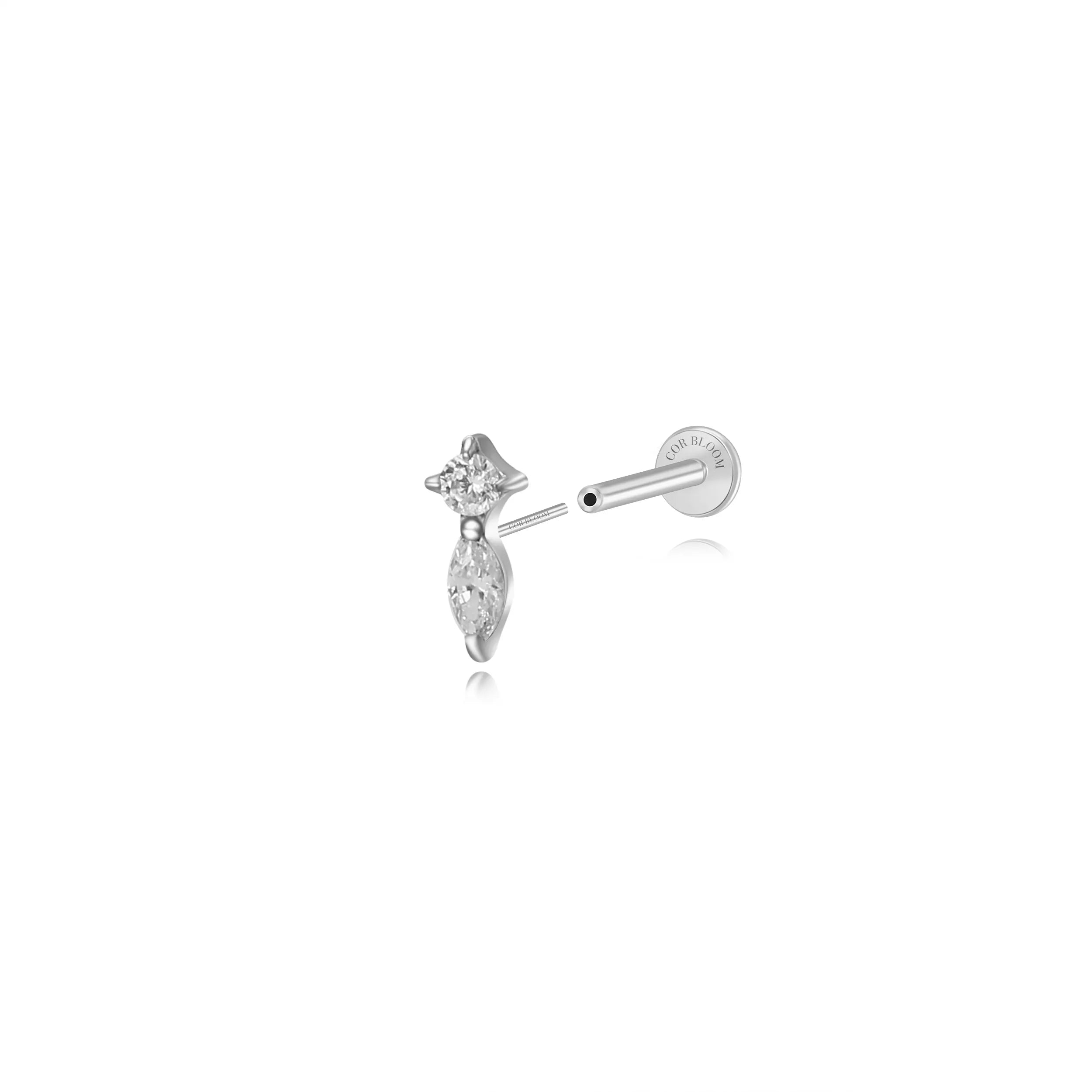 Titanium Eve Mini Marquise Stud - Crystal