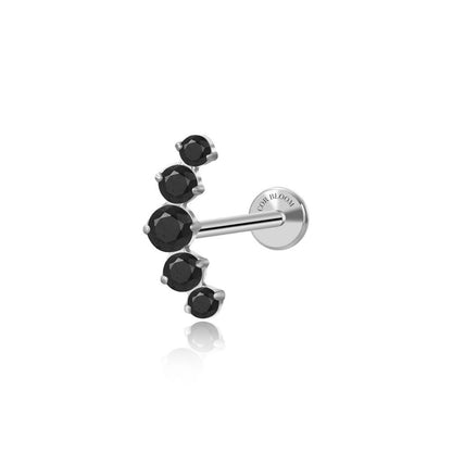 Titanium Five Black Gemstone Cluster Flat Back Stud