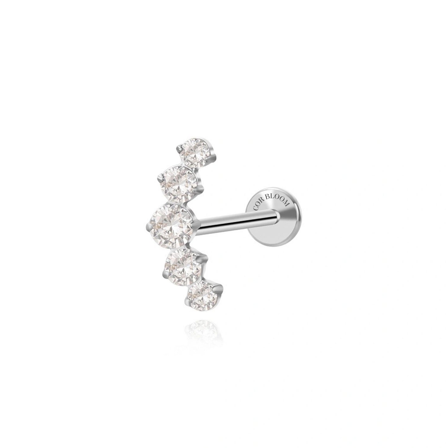 Titanium Five Crystal Stone Cluster Flat Back Stud