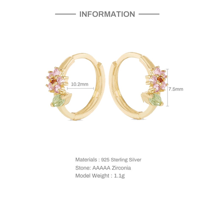 Rosy Flower Hoop Earrings