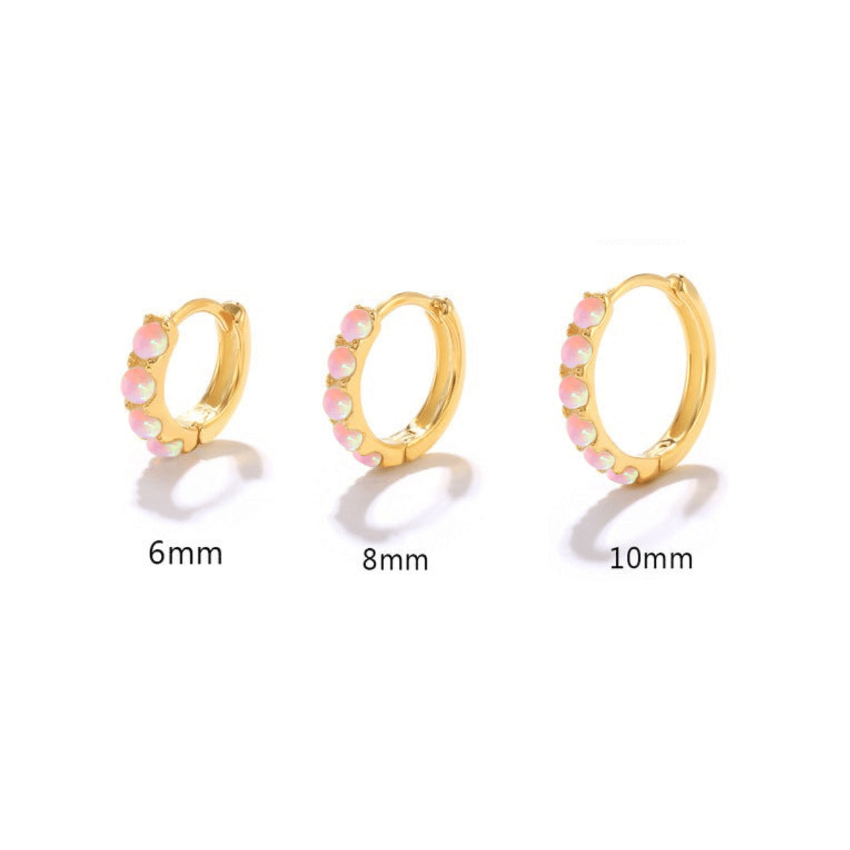 Pink Opal Stone Huggie Earrings