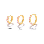 Pink Opal Stone Huggie Earrings