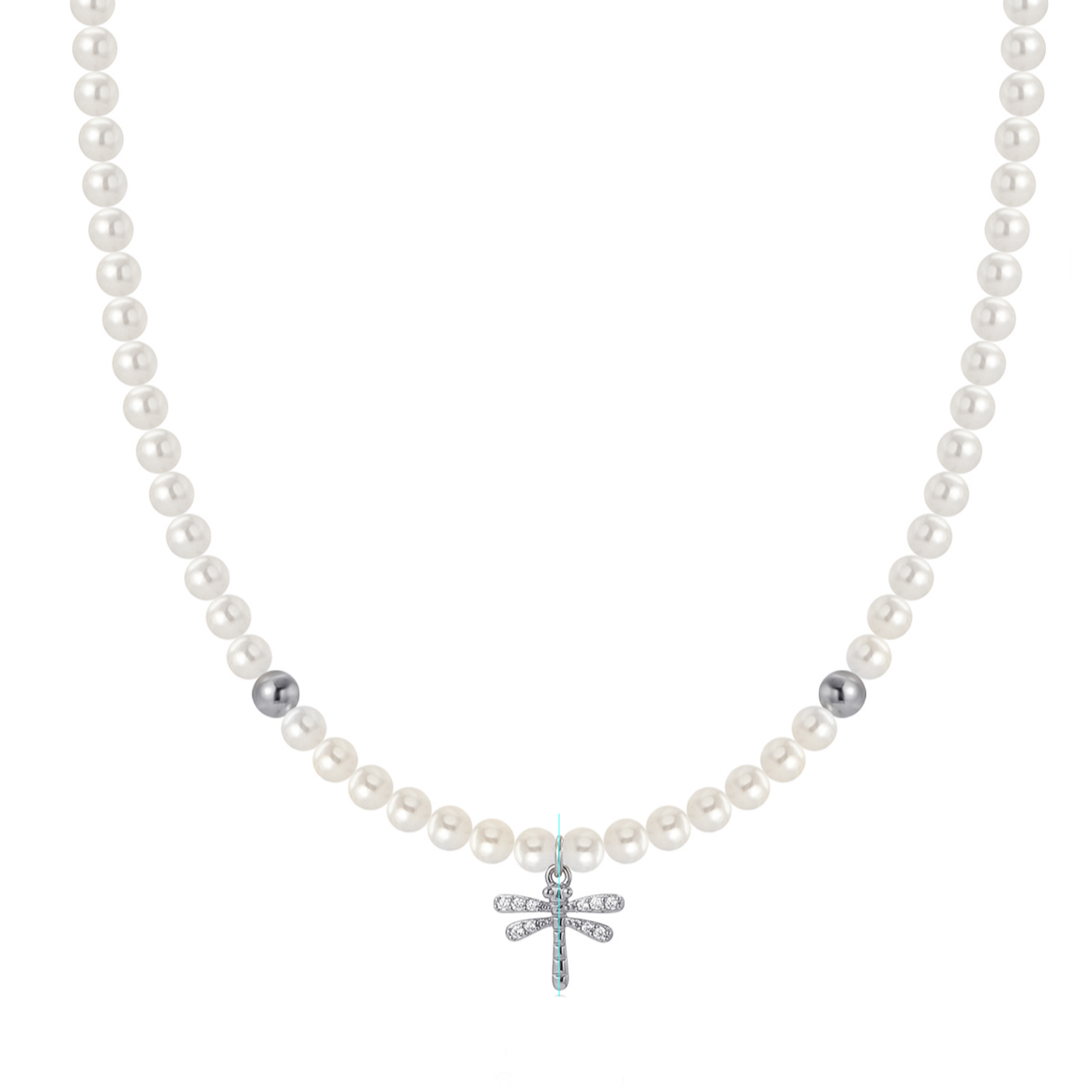 Pave Dragonfly Pearl Necklace