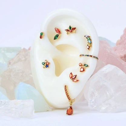 Titanium Multicolor Flower Flat Back Stud