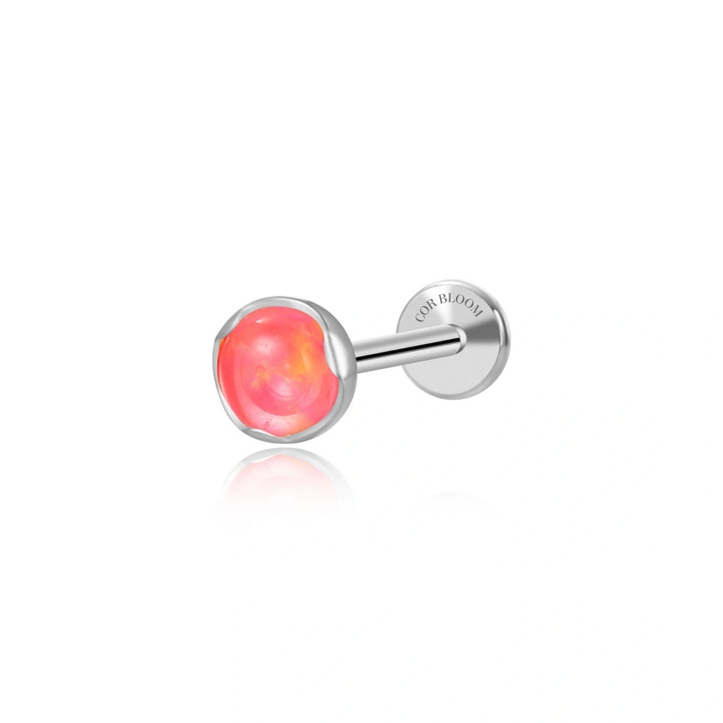 Titanium Ripe Cherry Ruby Aurora Opal Piercing Stud