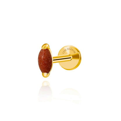 Titanium Sandstone Marquise Piercing Stud