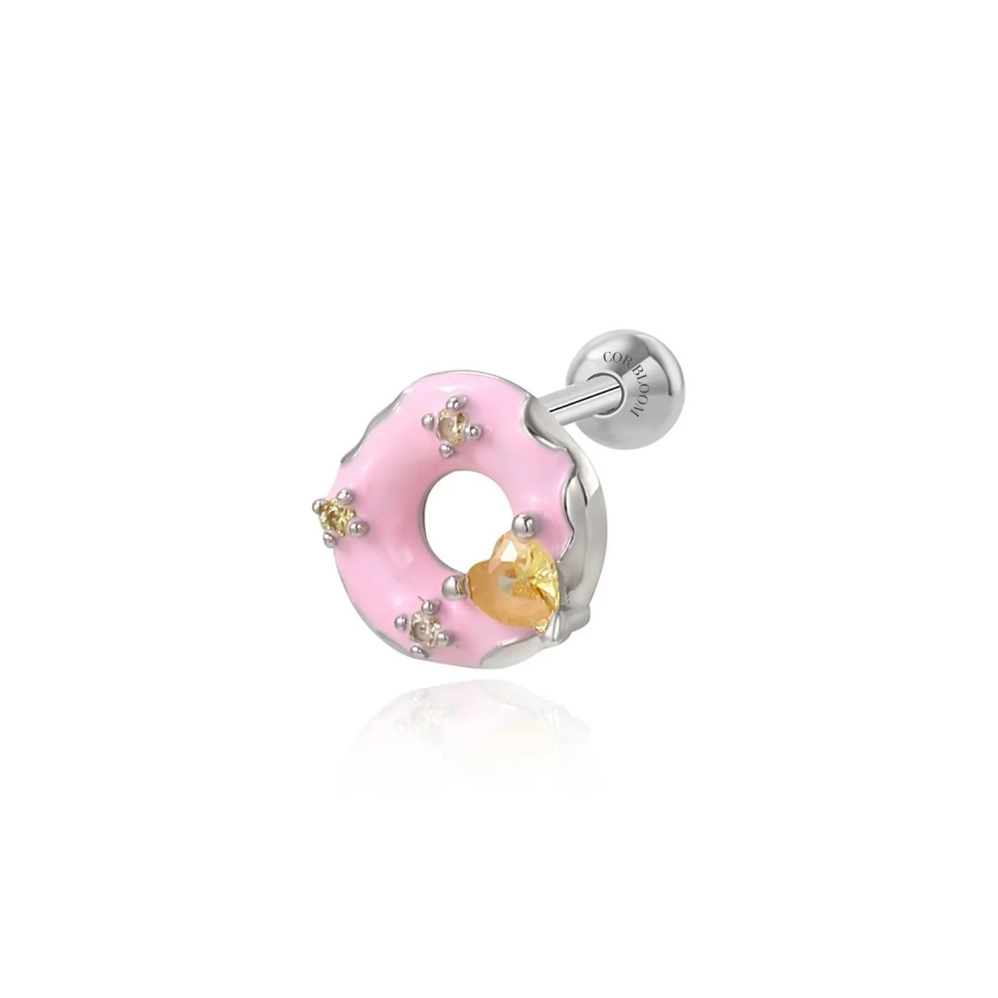 Pink Sugar Donut Screw Back Stud Earring