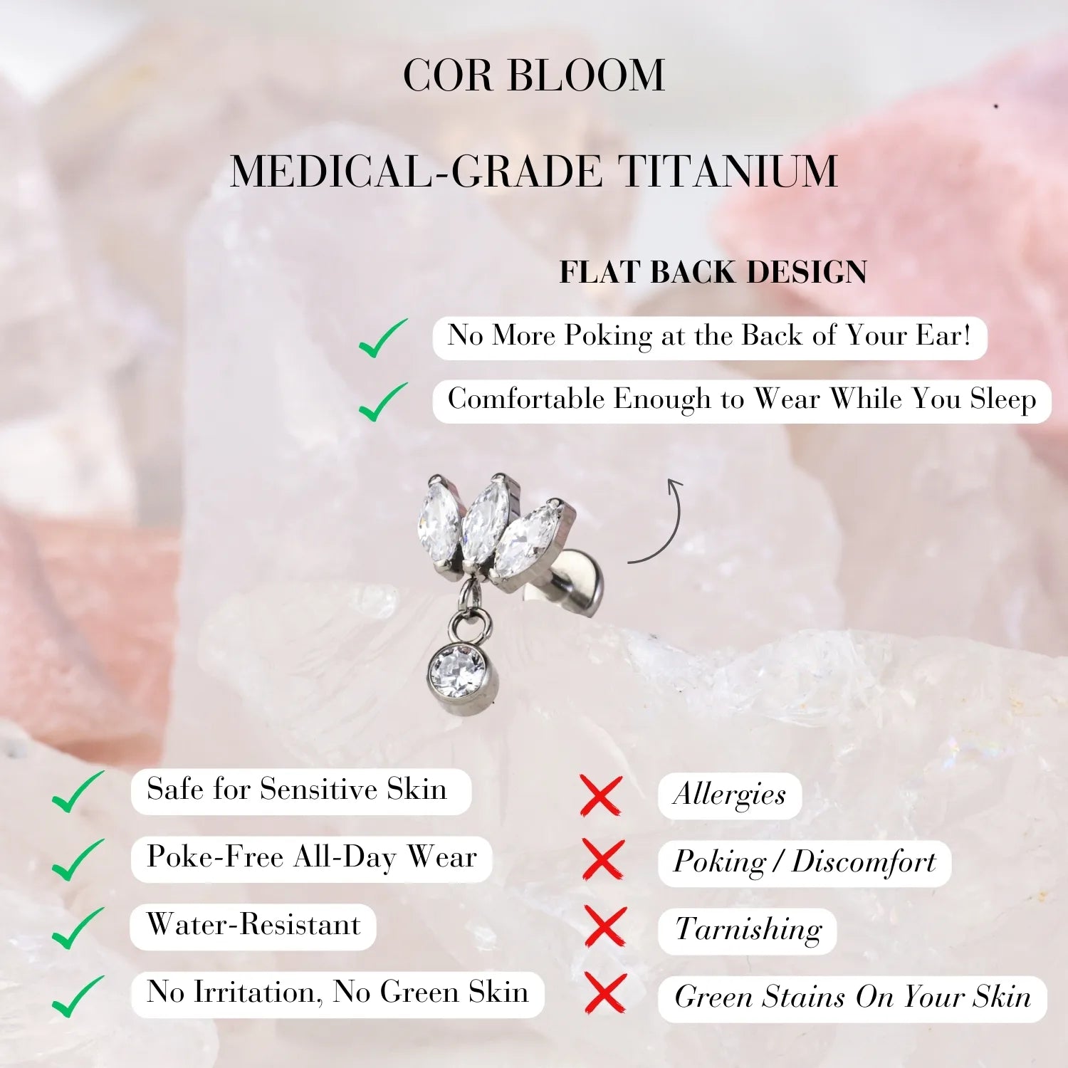 Titanium Amaya 3-Petal Dangle Piercing Earring