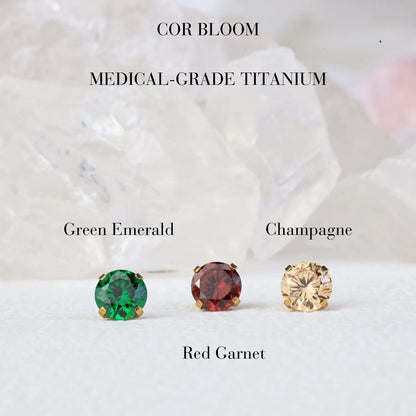 Titanium Multisize Champagne Gemstone Piercing Stud