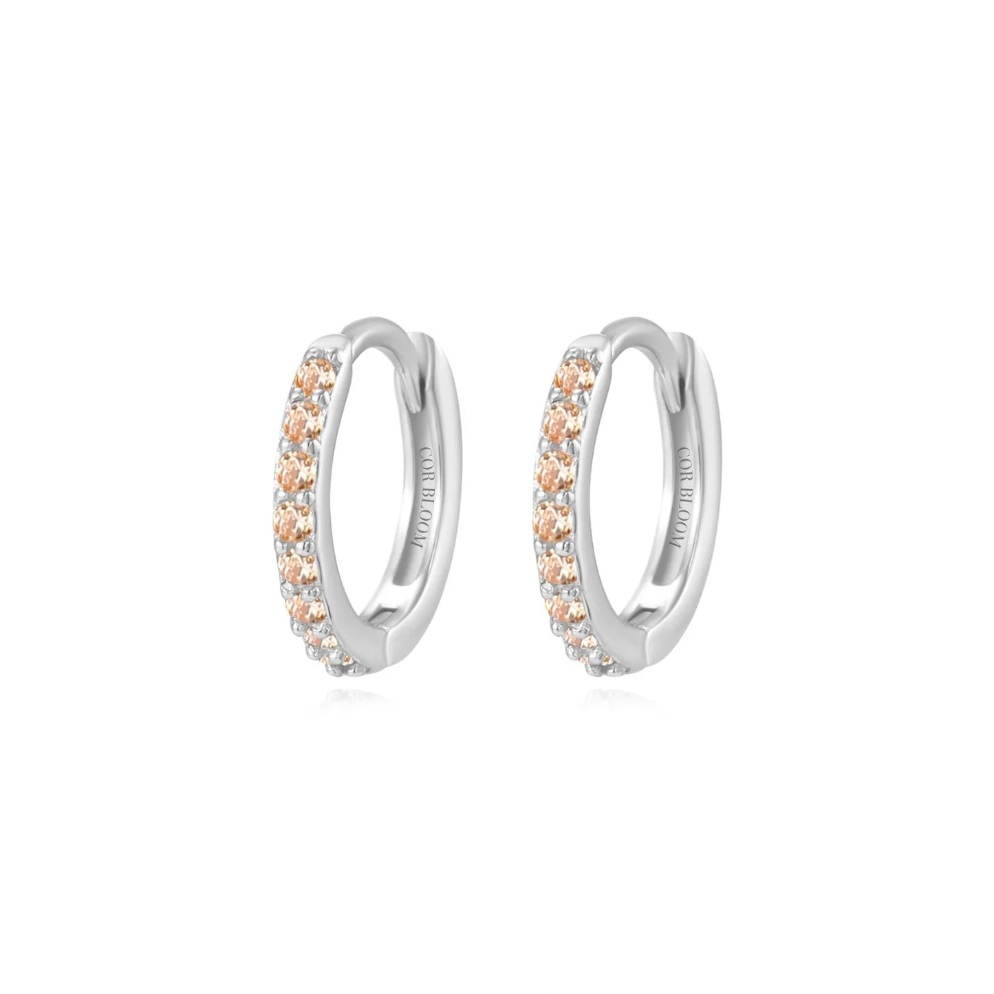 Arya Champagne Pave Hoop Earrings