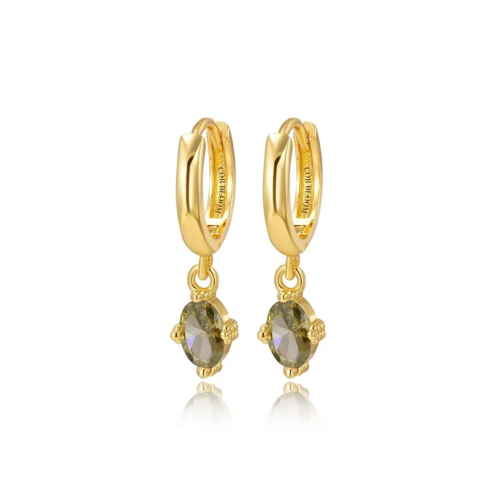Aleia Peridot Oval Stone Hoop Earrings