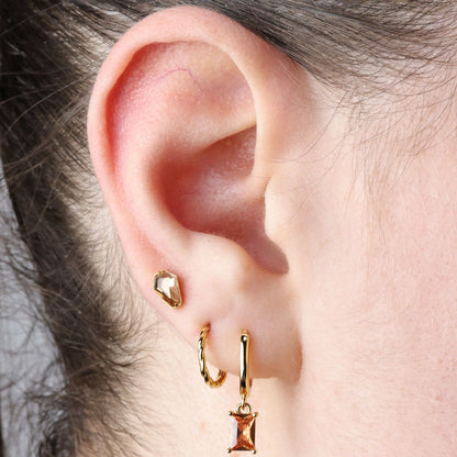 Amelia Champagne Baguette Hoop Earrings