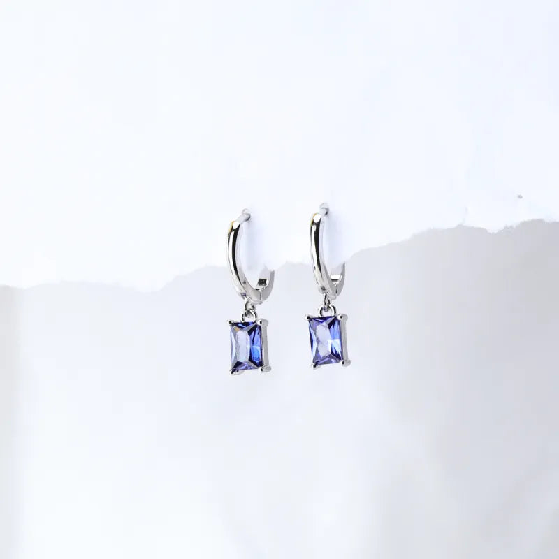 Amelia Tanzanite Baguette Hoop Earrings