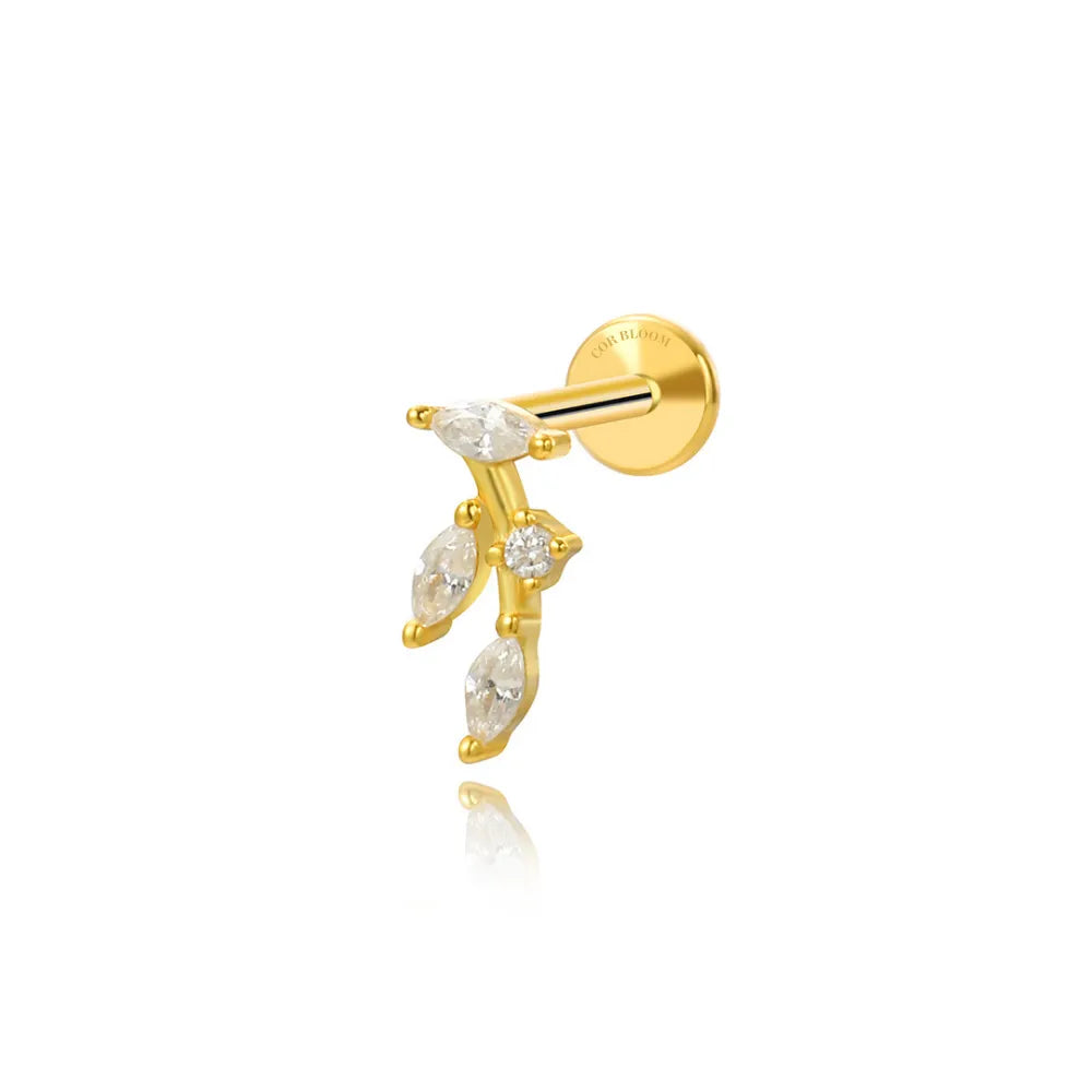 Titanium Climbing Leaf Flat Back Piercing