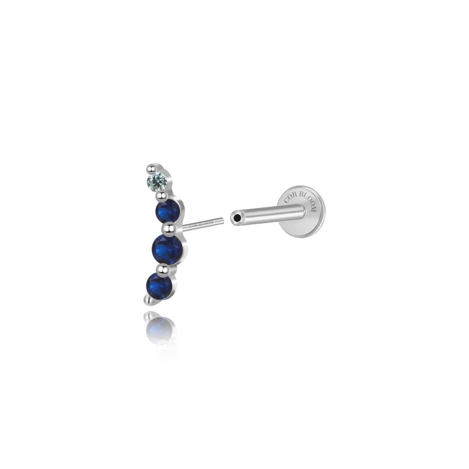 Minimal Mini Curve Stud – Blue Sapphire