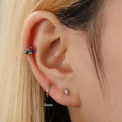 Titanium Multicolor Flower Flat Back Stud