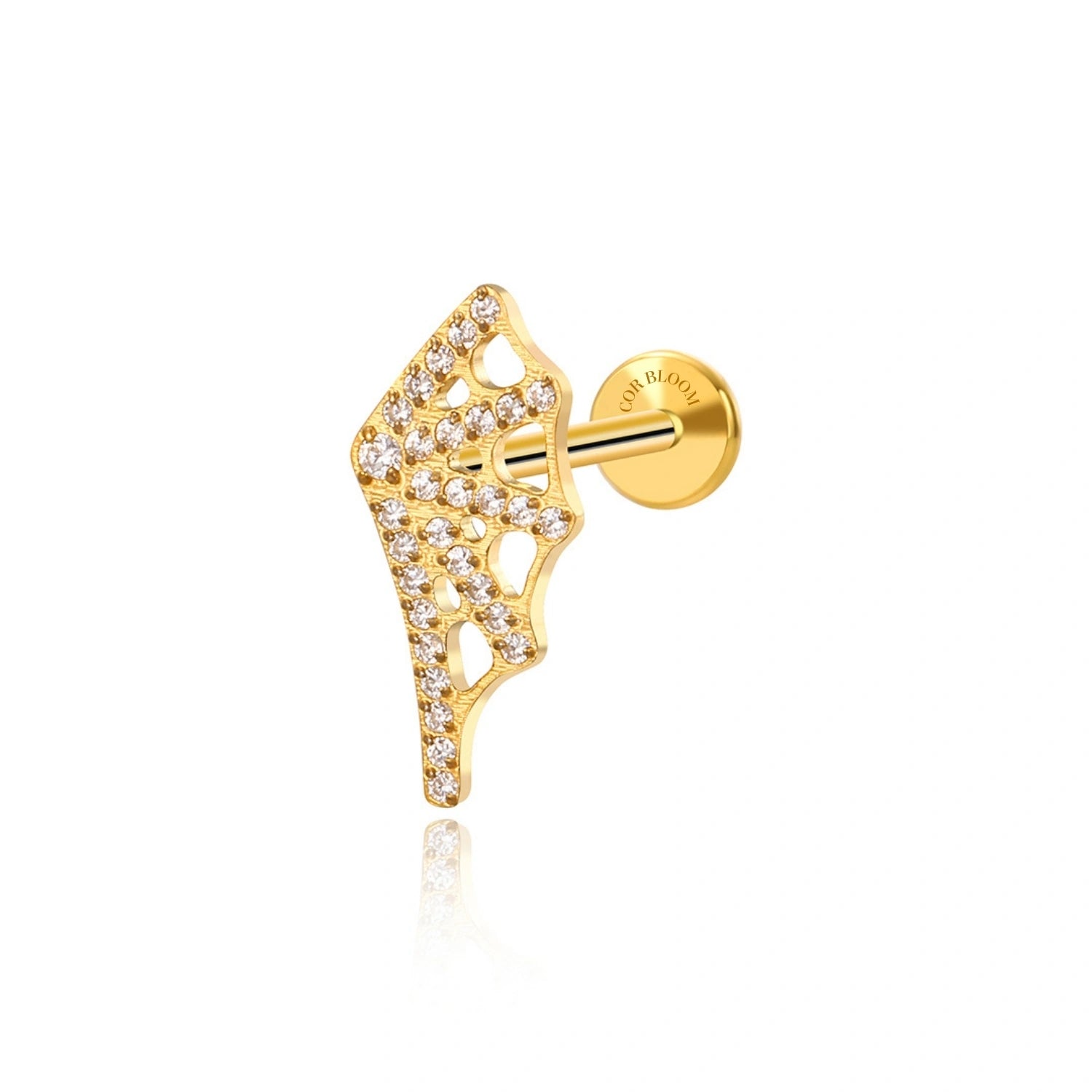 Titanium Diamond Spider Net Piercing Stud (Left Ear)