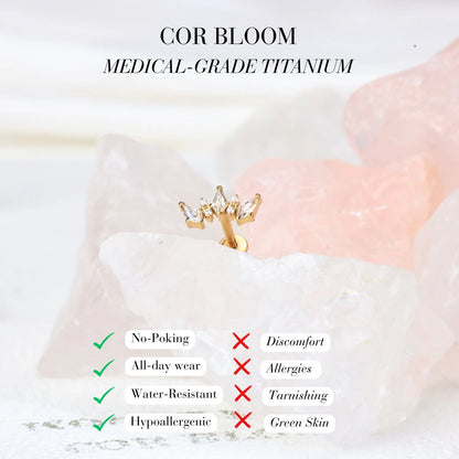 Titanium Sage White Diamond Crown Flat Back Stud