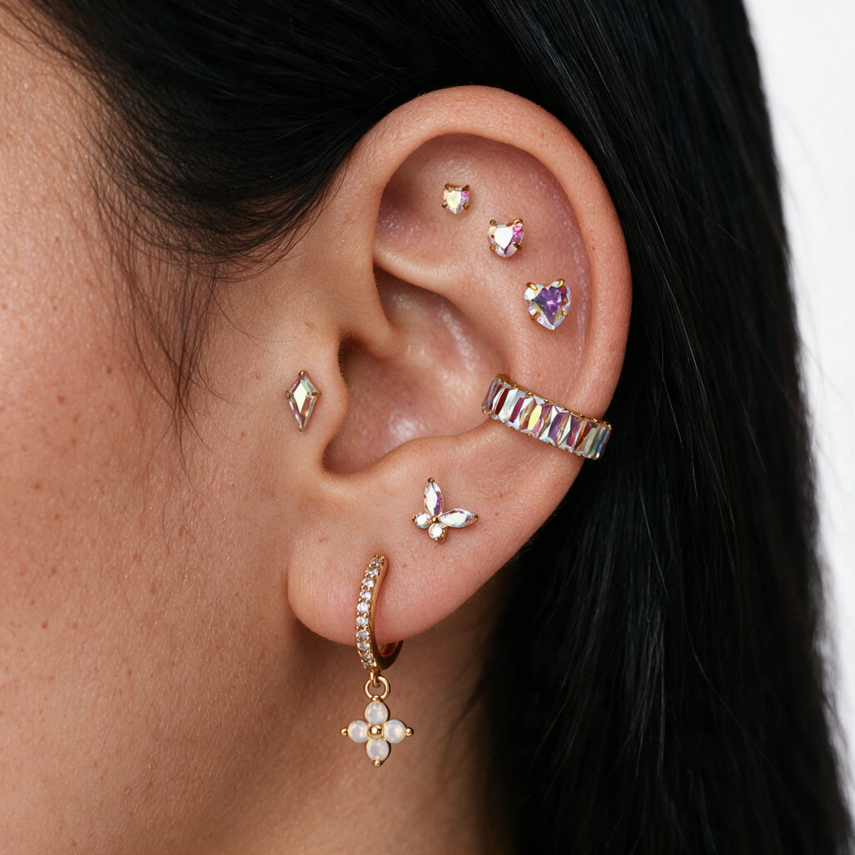 Titanium Liberty Northern Light AB Butterfly Flat Back Stud