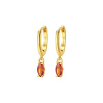 Doris Red Garnet Marquise Charm Hoop Earrings