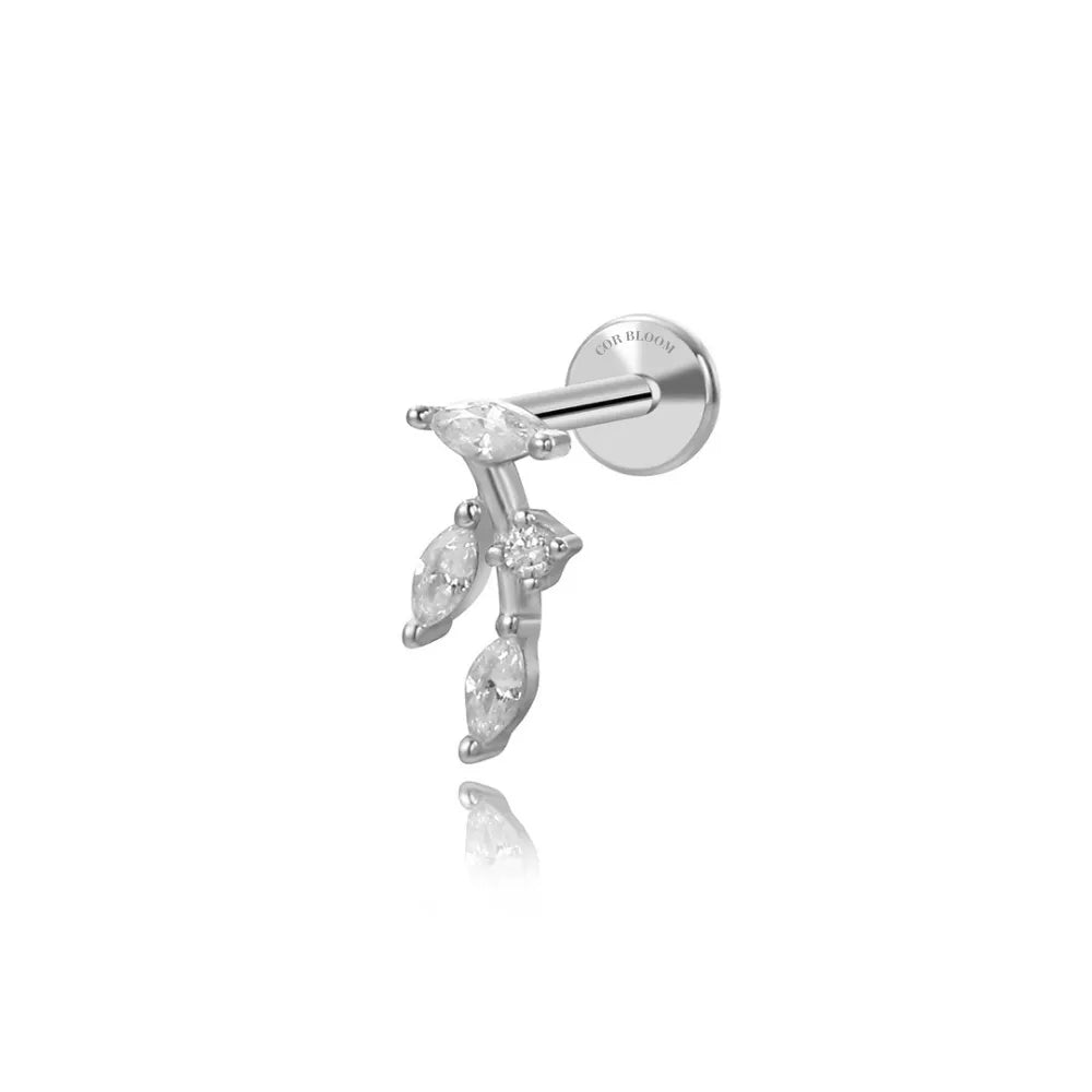 Titanium Climbing Leaf Flat Back Piercing