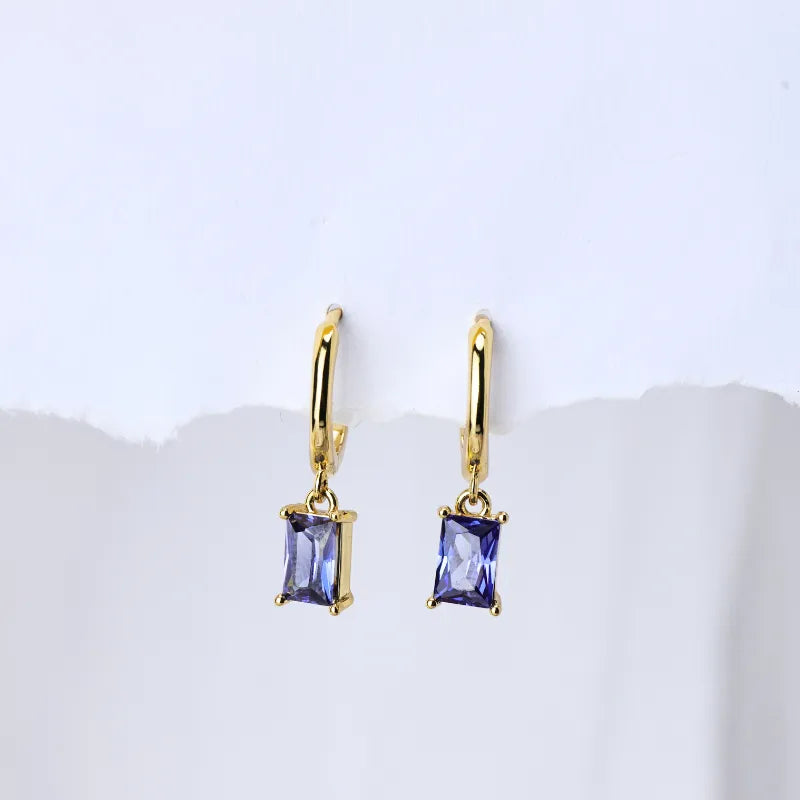 Amelia Tanzanite Baguette Hoop Earrings