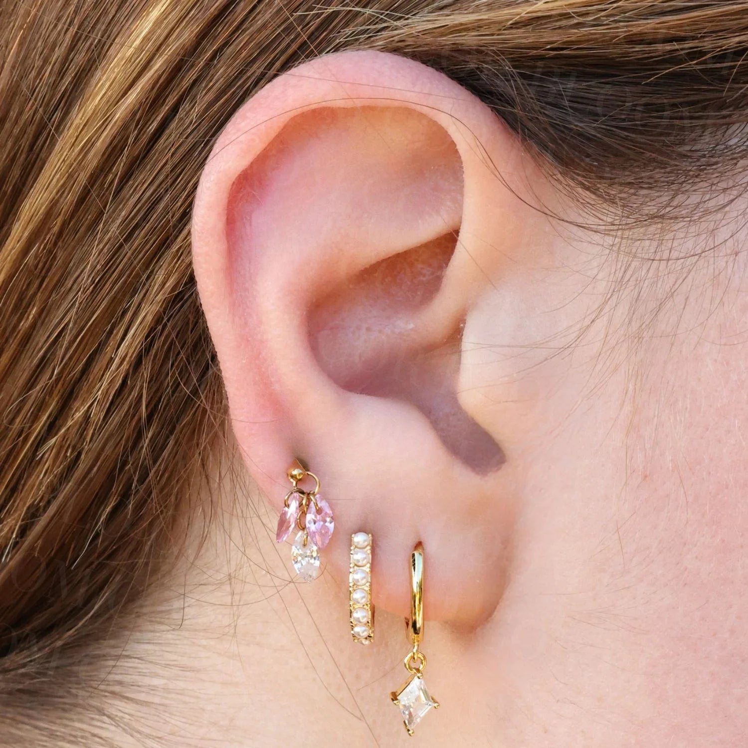 Laurel White Pearl Hoop Earrings