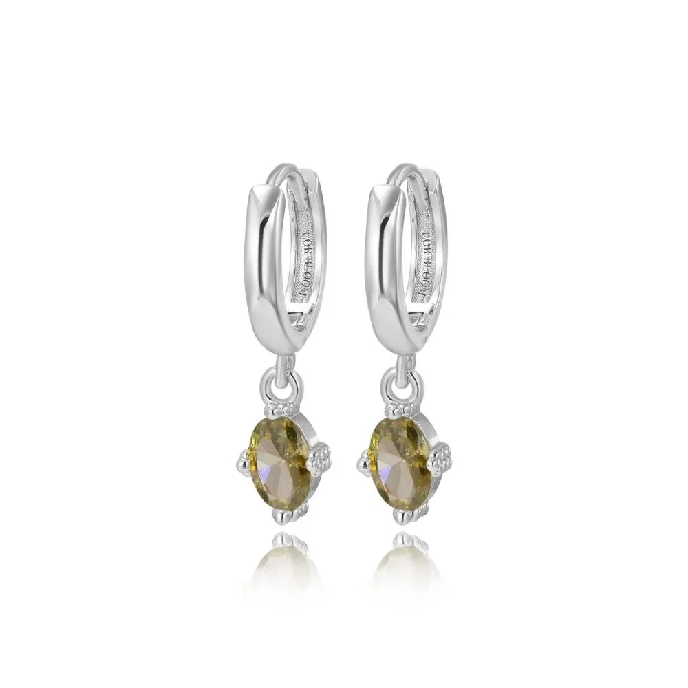 Aleia Peridot Oval Stone Hoop Earrings