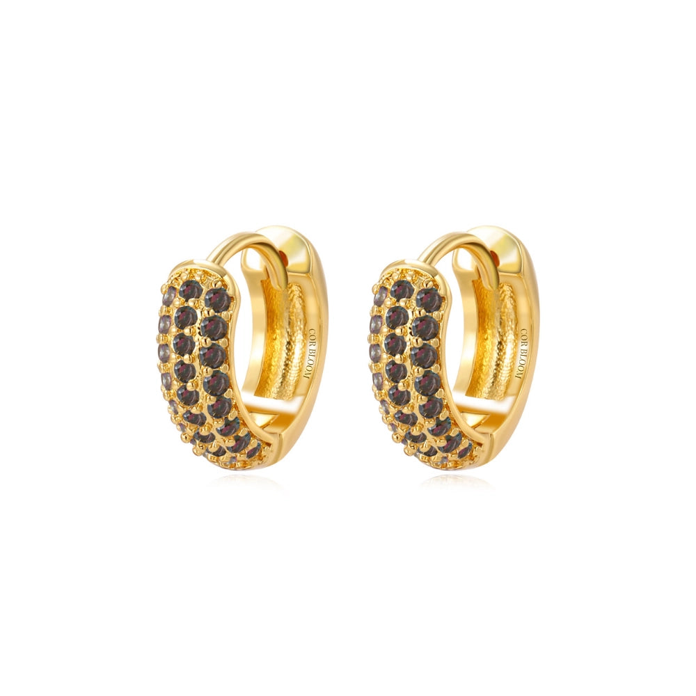Lysander Pave Gem Hoop Earrings - Dark Iridescent